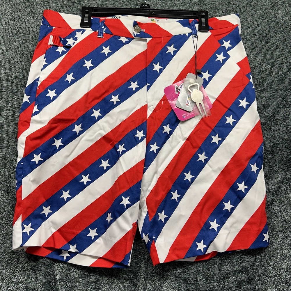 Royal & Awesome Mens Size 36 Pars & Stripes Golf Shorts New (L3)